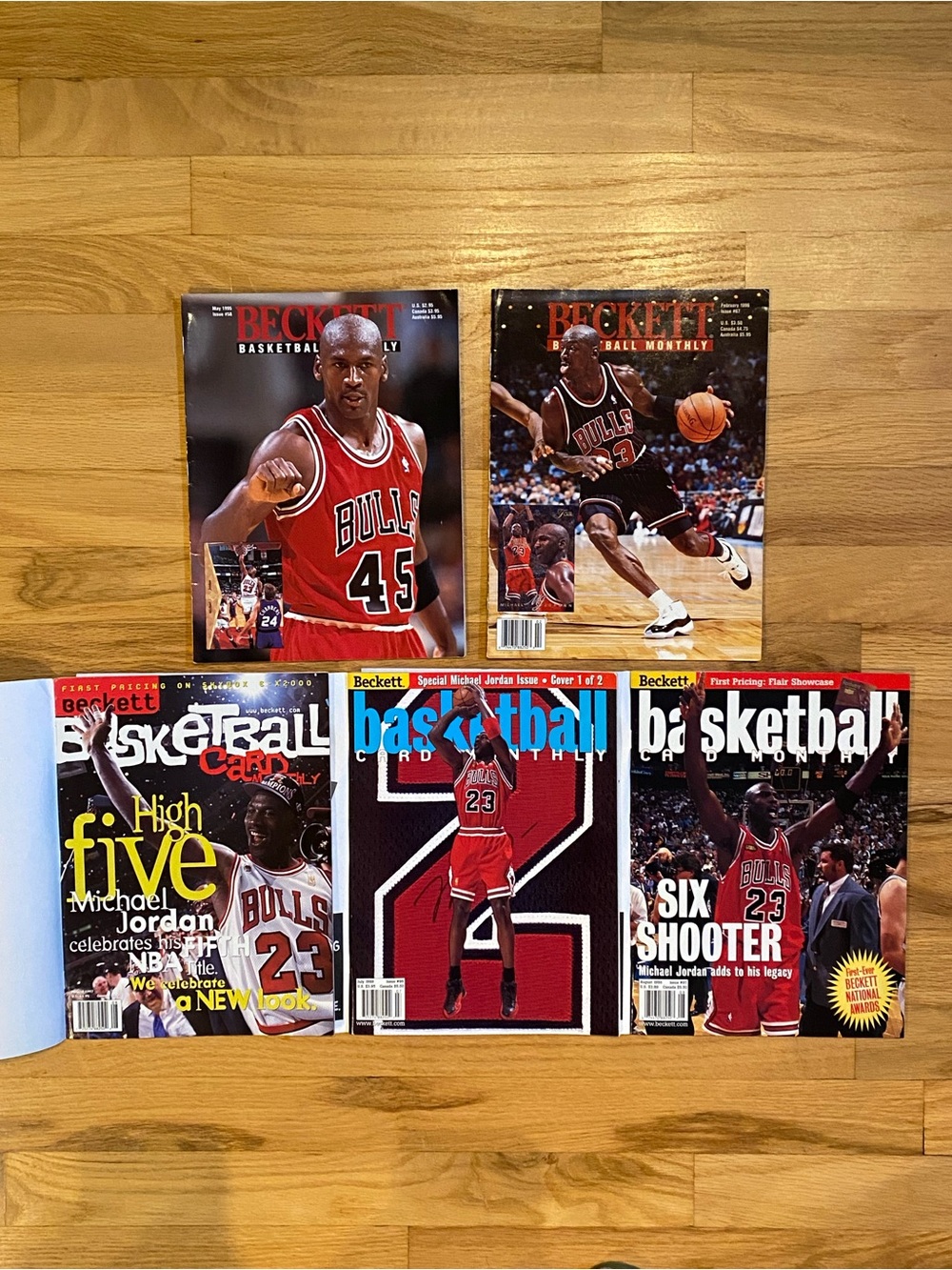 Lot of five (5) Michael Jordan cover Beckett Basketball Magazines